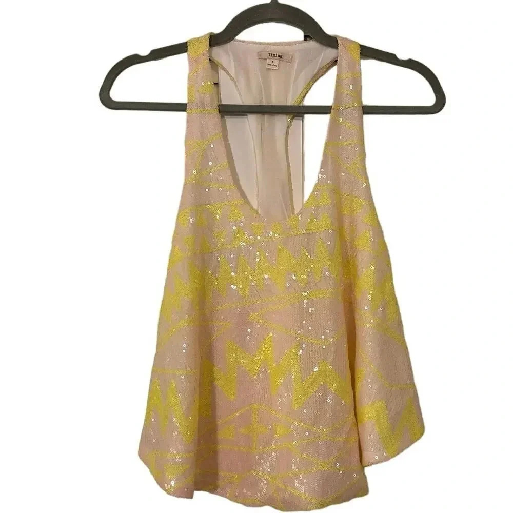 Timing Women's Sequin-Embellished Racerback Tank Top - Size S